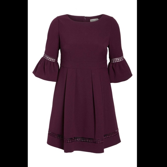 NEW Eliza J Bell Sleeve Fit & Flare Dress‎ in Plum Purple [ PLUS SZ 20W ] - Picture 3 of 7